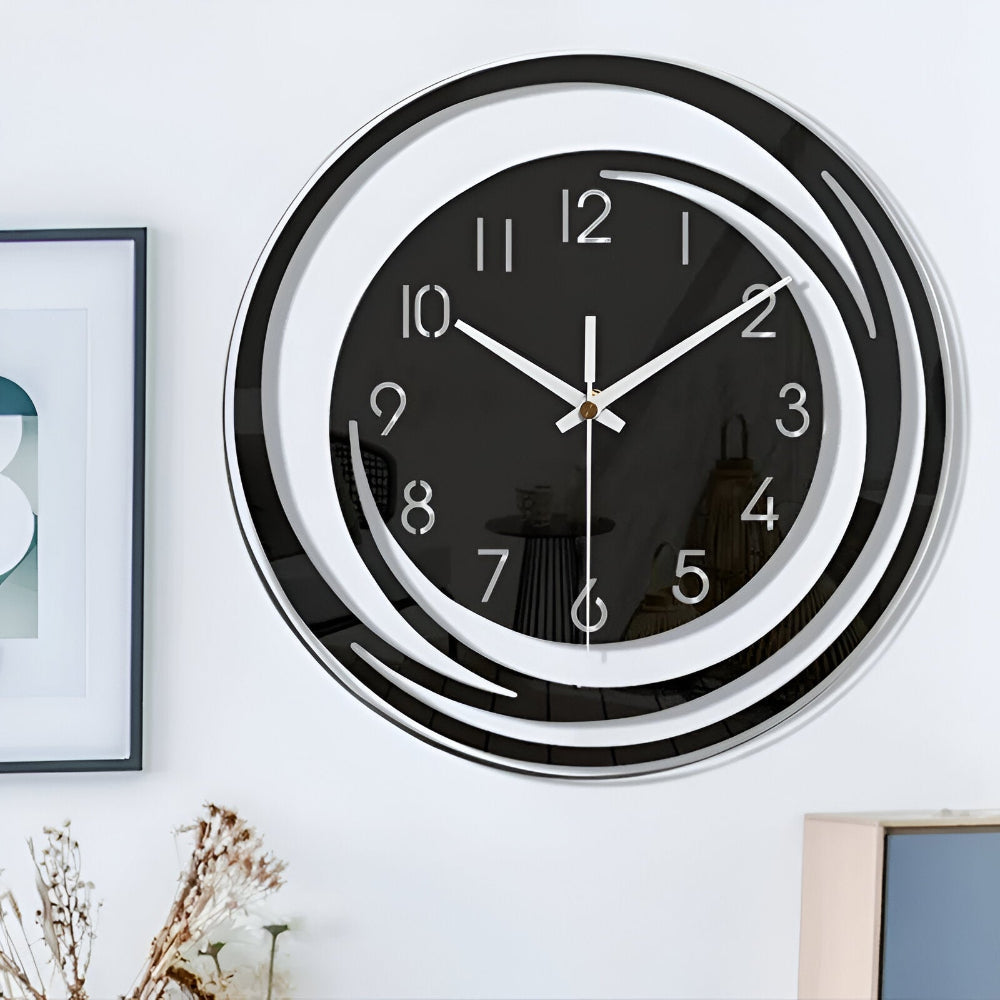 Modern Black Acrylic Wall Clock In Scandinavian Style NALANI