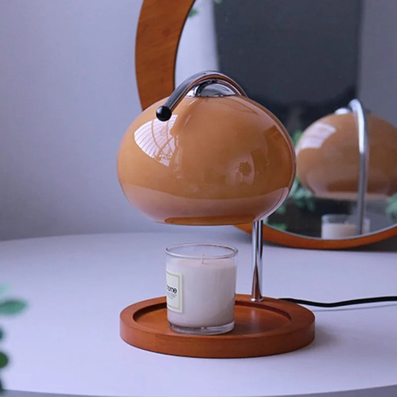 Modern Candle Warmer Lamp with Elegant Design and Ambient Light Brown NaLani