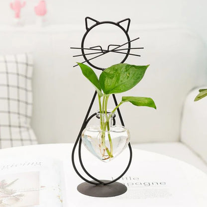 Modern Cat Shaped Hydro Vase for Home Weddings and Parties Black 1 NALANI