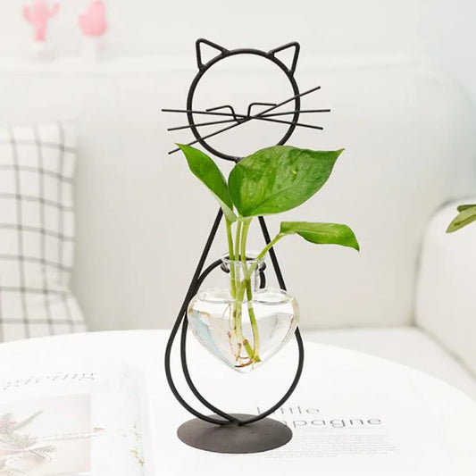 Modern Cat Shaped Hydro Vase for Home Weddings and Parties Black 1 NALANI