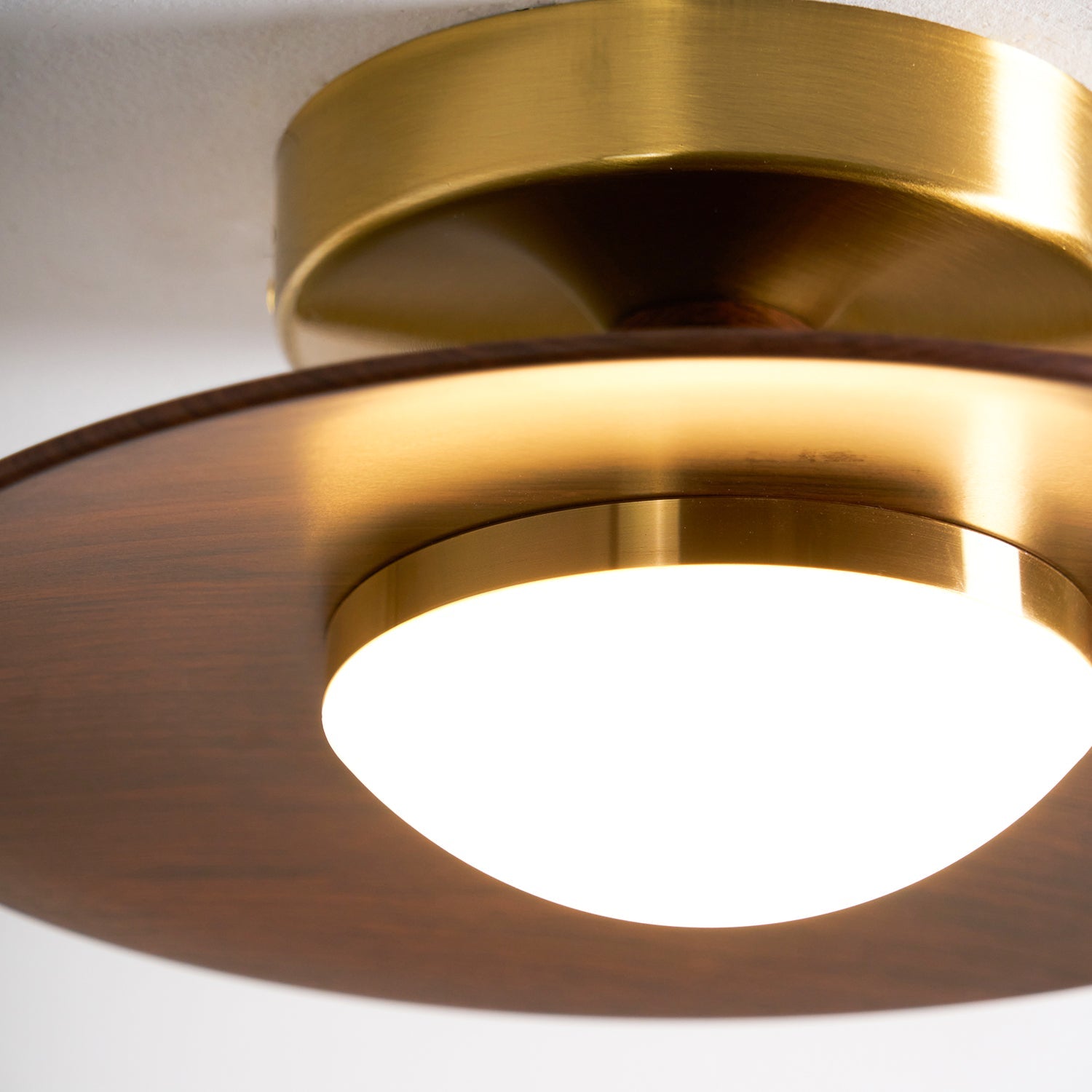 Modern Ceiling Lamp With Wood Textured Accent Metal Frame NALANI