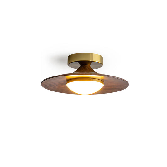 Modern Ceiling Lamp With Wood Textured Accent Metal Frame NALANI