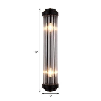 Modern Crystal Wall Sconce Black Finish 2 Light Pipe Lamp NALANI