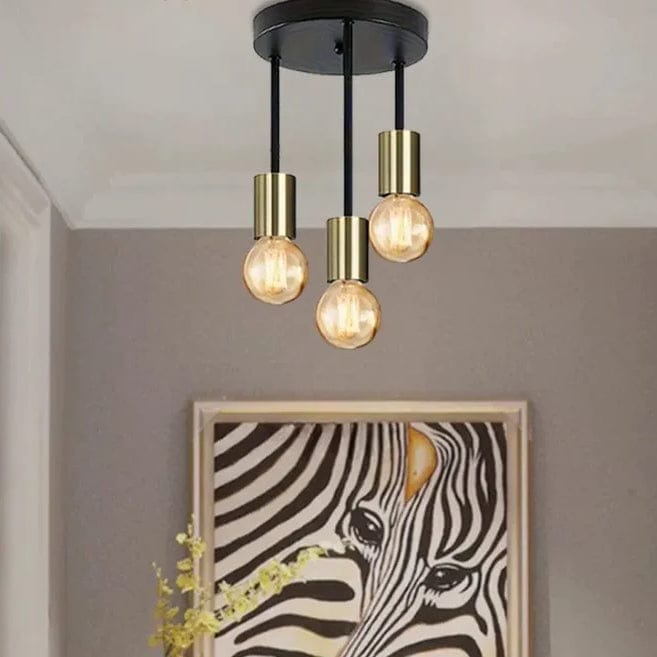 Modern Industrial Surface Mounted Ceiling Light E27 3 lights Black Gold NALANI