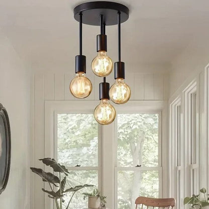 Modern Industrial Surface Mounted Ceiling Light E27 4 lights Black NALANI