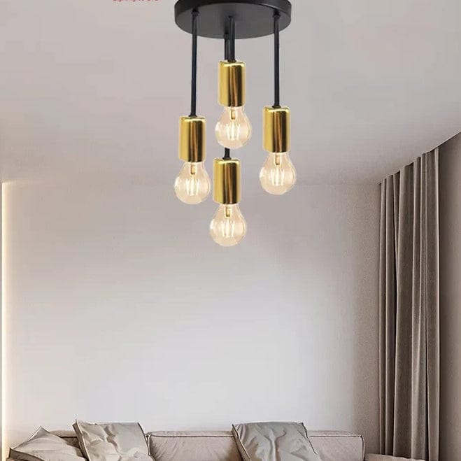 Modern Industrial Surface Mounted Ceiling Light E27 4 lights Black Gold NALANI
