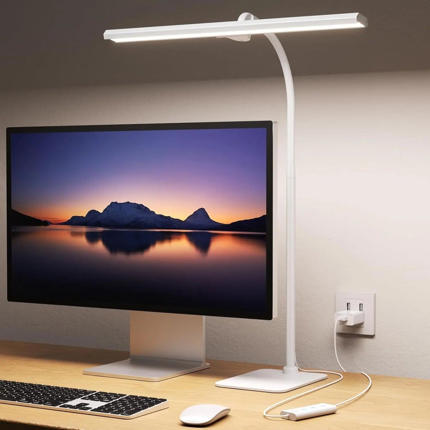 Modern LED Desk Lamp with Flexible Gooseneck and Dimmable Brightness White NaLani