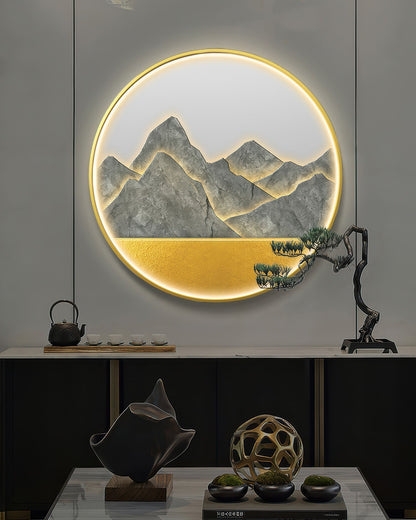 Modern Luxe Mountain Refuge Silhouette Circle Wall Decor NALANI