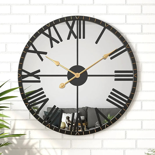 Modern Metal Wall Clock for Home Decor 24 Inch Minimalist Design Black NaLani