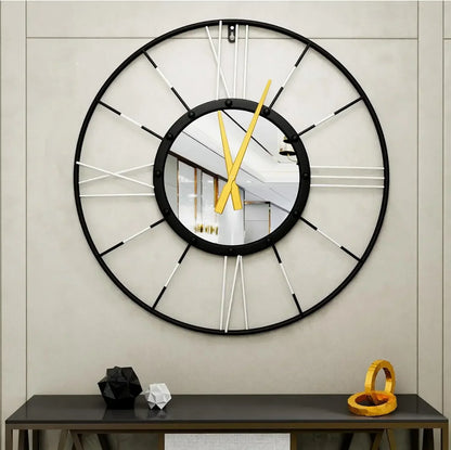 Modern Metal Wall Clock for Home Decor 24 Inch Minimalist Design Silver NaLani
