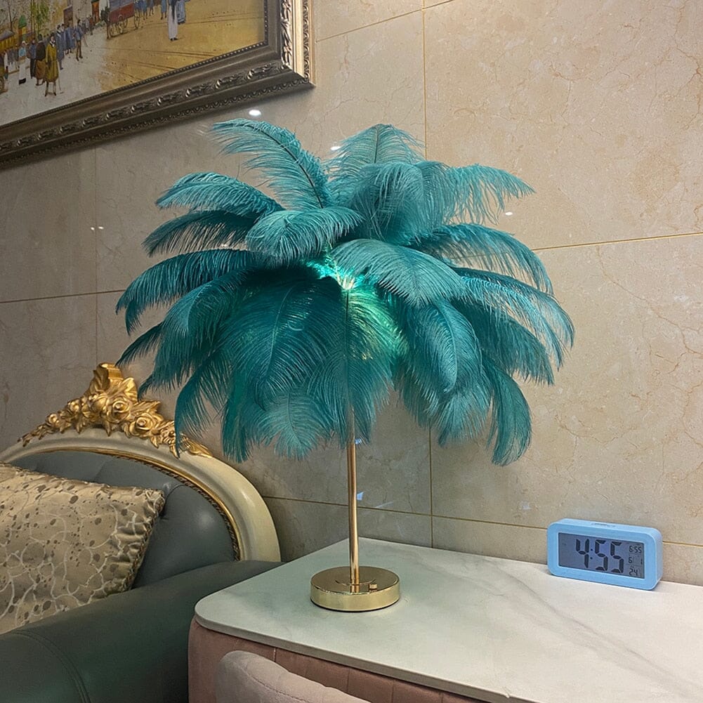 Modern Minimalist Feather LED Lamp With Ostrich Feather NALANI