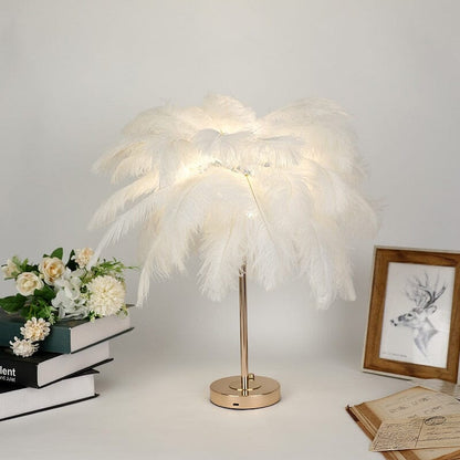 Modern Minimalist Feather LED Lamp With Ostrich Feather NALANI