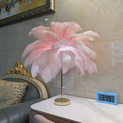 Modern Minimalist Feather LED Lamp With Ostrich Feather NALANI