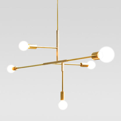 Modern Minimalist Linear Chandelier White Glass 5 Light NALANI