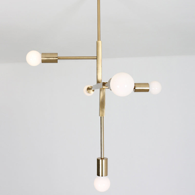 Modern Minimalist Linear Chandelier White Glass 5 Light NALANI