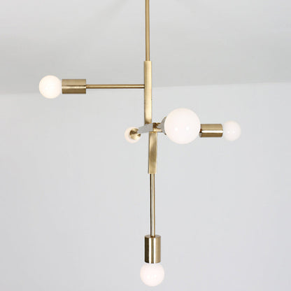Modern Minimalist Linear Chandelier White Glass 5 Light NALANI