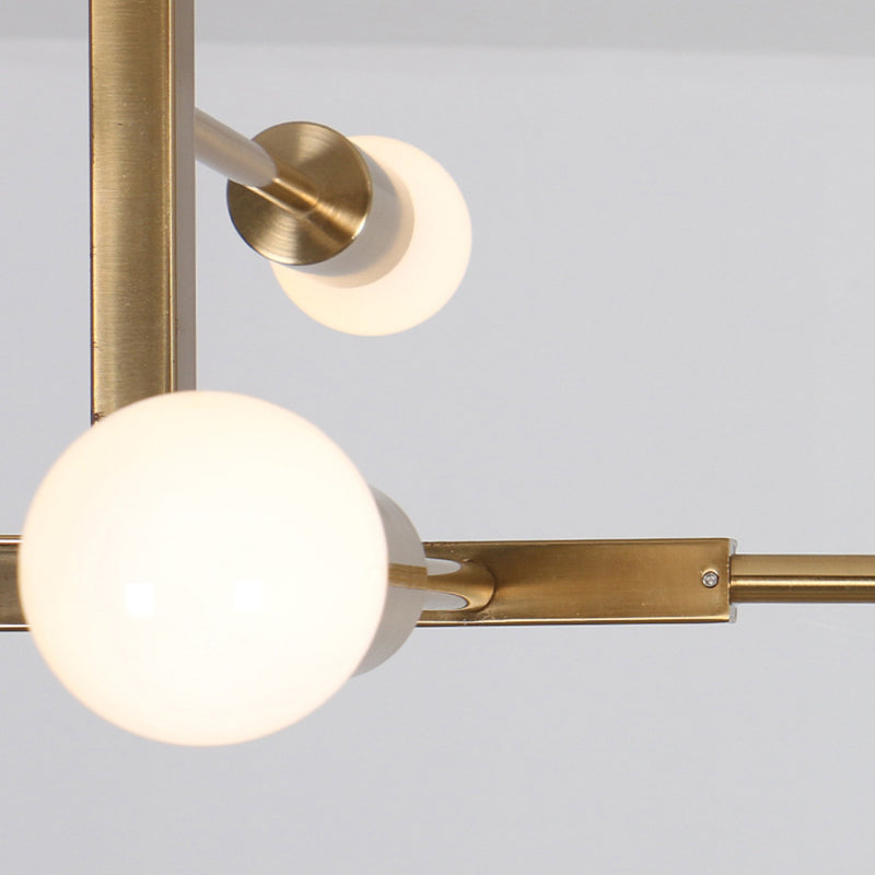 Modern Minimalist Linear Chandelier White Glass 5 Light NALANI