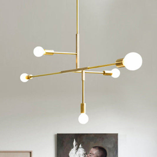 Modern Minimalist Linear Chandelier White Glass 5 Light NALANI