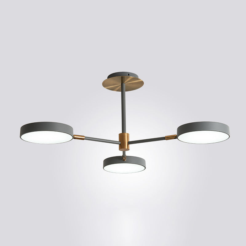Modern Round Ceiling Chandelier Metal Pendant Light Living 3 Grey NALANI