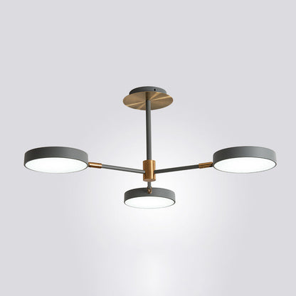 Modern Round Ceiling Chandelier Metal Pendant Light Living 3 Grey NALANI