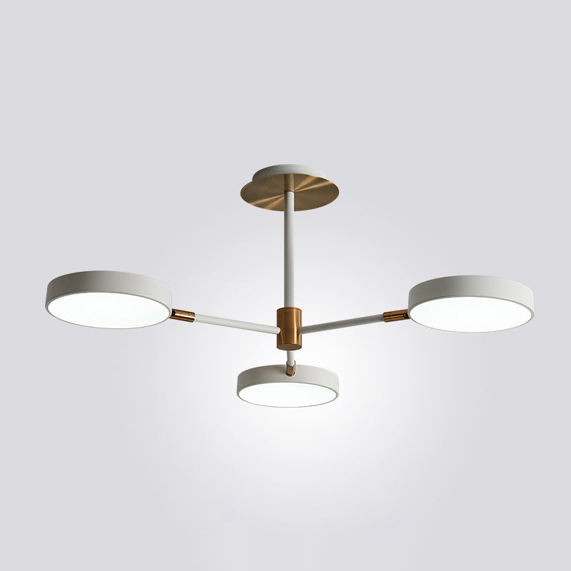Modern Round Ceiling Chandelier Metal Pendant Light Living 3 White NALANI
