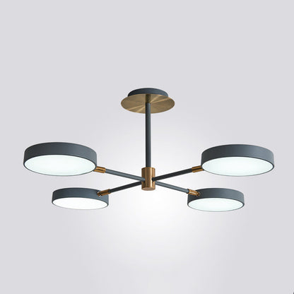 Modern Round Ceiling Chandelier Metal Pendant Light Living 4 Grey NALANI