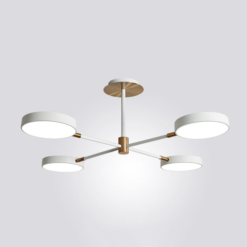 Modern Round Ceiling Chandelier Metal Pendant Light Living 4 White NALANI