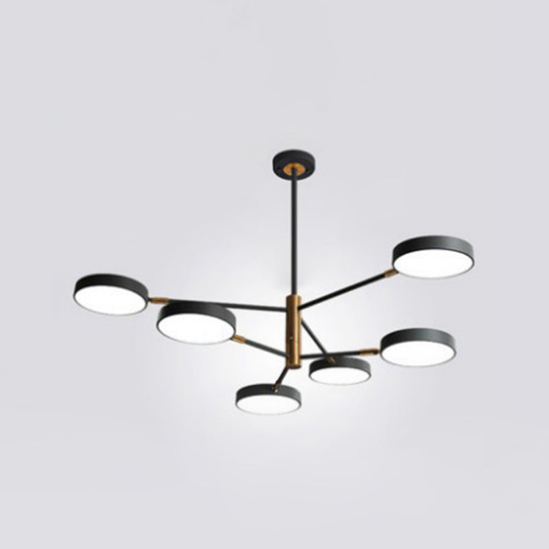 Modern Round Ceiling Chandelier Metal Pendant Light Living 6 Black NALANI