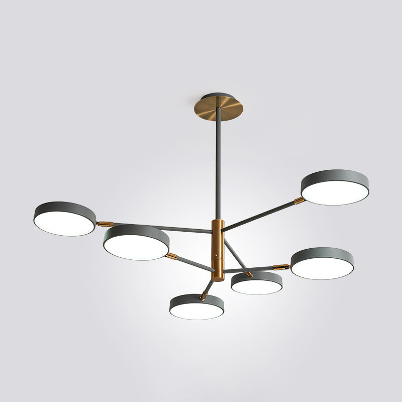 Modern Round Ceiling Chandelier Metal Pendant Light Living 6 Grey NALANI