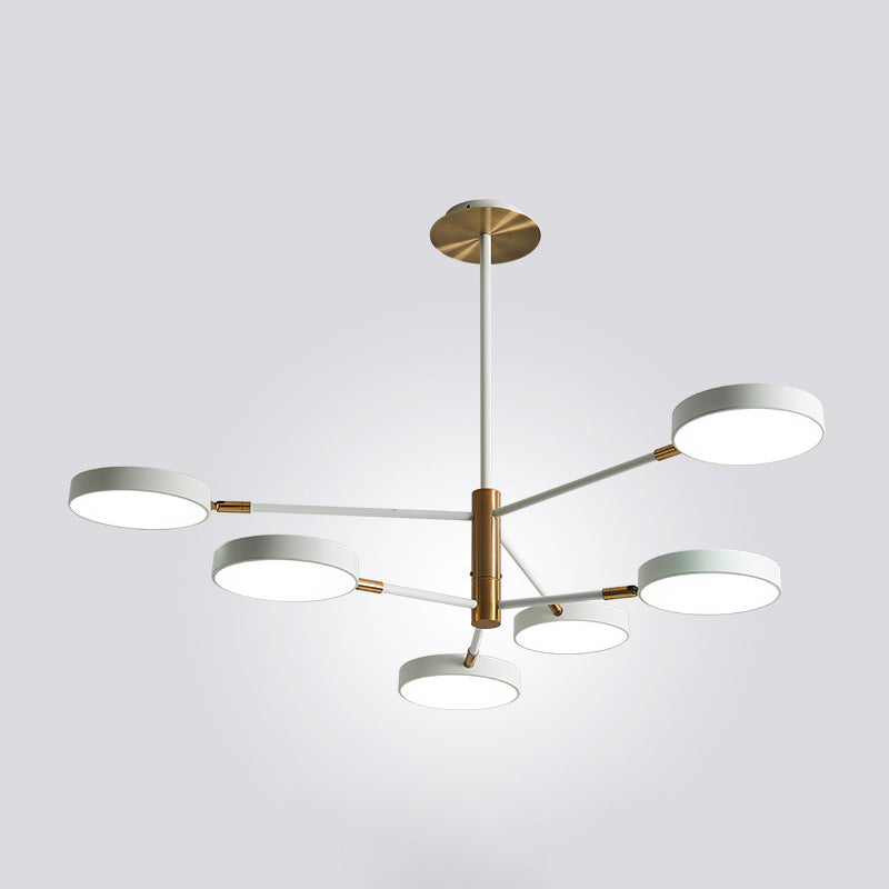 Modern Round Ceiling Chandelier Metal Pendant Light Living 6 White NALANI