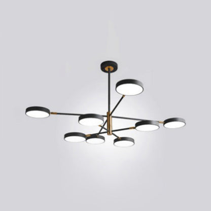 Modern Round Ceiling Chandelier Metal Pendant Light Living 8 Black NALANI