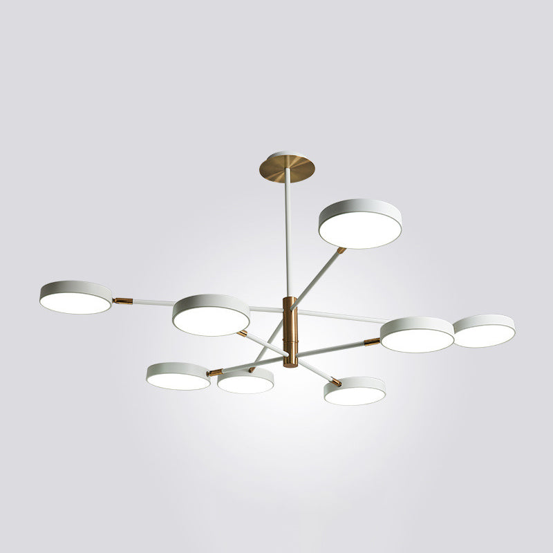 Modern Round Ceiling Chandelier Metal Pendant Light Living 8 White NALANI