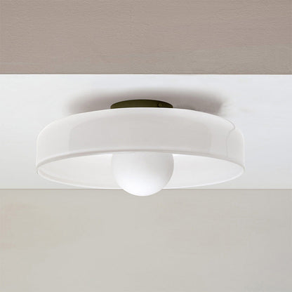 Modern Round Flush Mount Kitchen Flush Ceiling Light Fixture White D35*H15cm NALANI