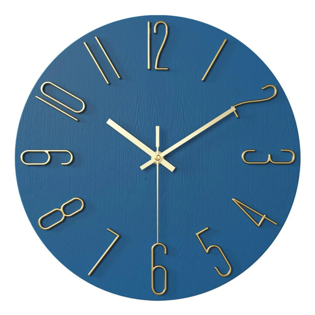 Modern Wall Clock for Living Room Minimalist Design Sleek Blue NALANI