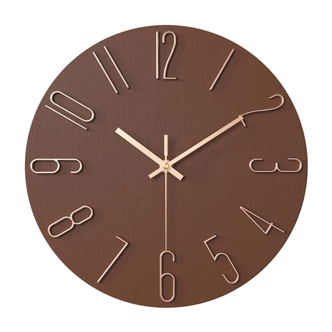 Modern Wall Clock for Living Room Minimalist Design Sleek Brown NALANI