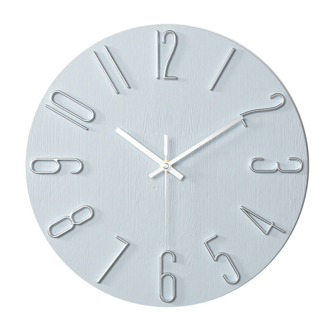 Modern Wall Clock for Living Room Minimalist Design Sleek Light Blue NALANI