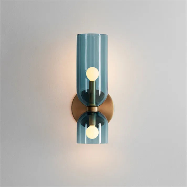 Modern Wall Lamp with Glass Shades and Energy Efficient LED Light Blue NaLani