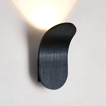 Modern Wall Light With Curved Metal Body In Brushed Finish Black NALANI