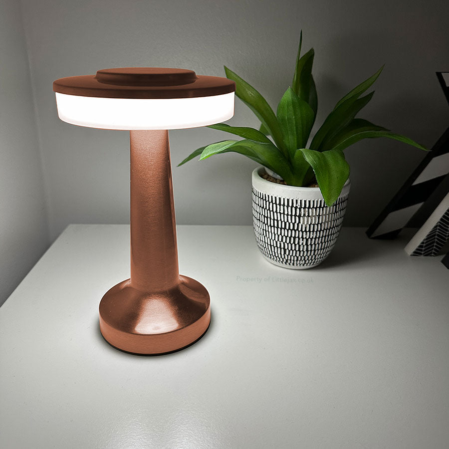 Modern Wireless Flat Top Mushroom Lamp For Home Decor Rosé Gold NALANI