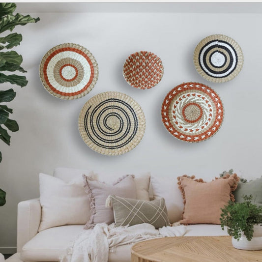 Moroccan Style Straw Wall Plate Ethnic Home Decoration 30cm NaLani