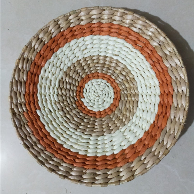 Moroccan Style Straw Wall Plate Ethnic Home Decoration 30cm NaLani