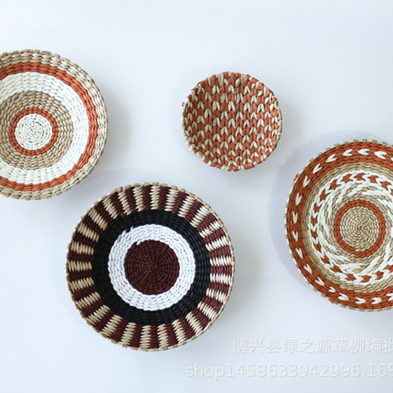 Moroccan Style Straw Wall Plate Ethnic Home Decoration 30cm NaLani