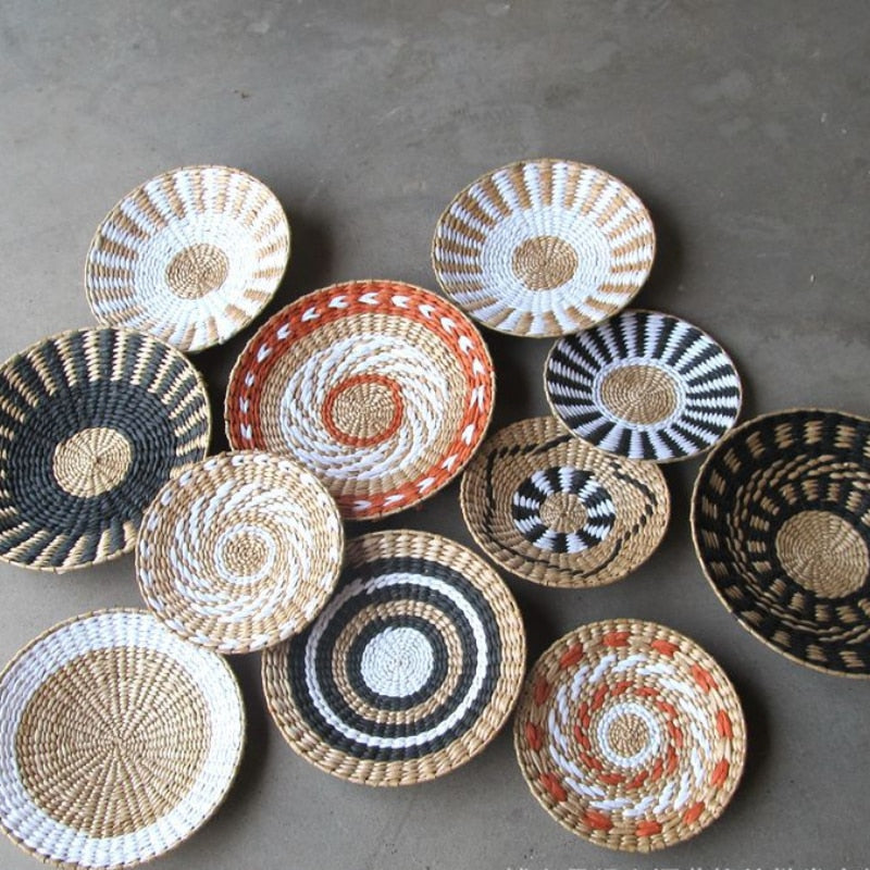 Moroccan Style Straw Wall Plate Ethnic Home Decoration 30cm NaLani