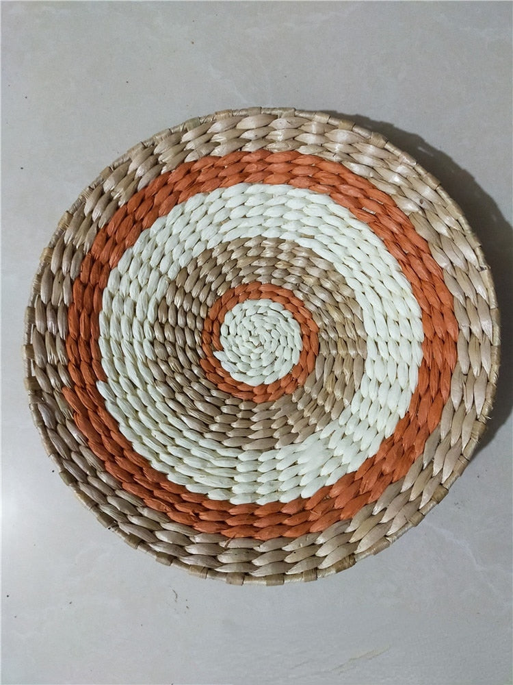 Moroccan Style Straw Wall Plate Ethnic Home Decoration 30cm A NaLani