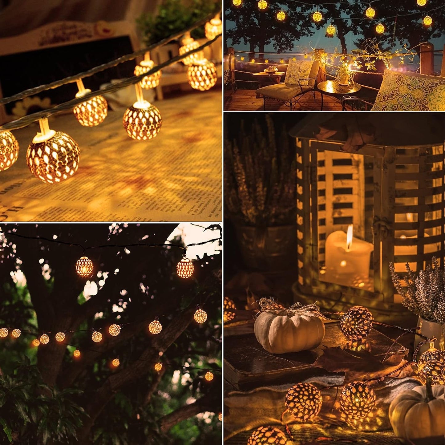 Moroccan Style Waterproof Solar Light Chains for Outdoor Decor NaLani