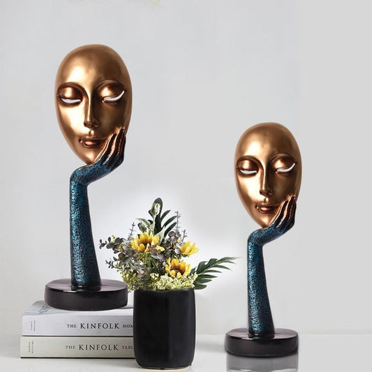 Table Accent Sculpture for Minimal Classic Home Decor Set of 2 (Small + Regular) Gold NaLani