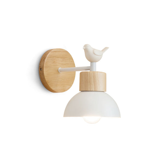 Nature Inspired Bird Wall Lamp With Wooden Metal Finish NALANI