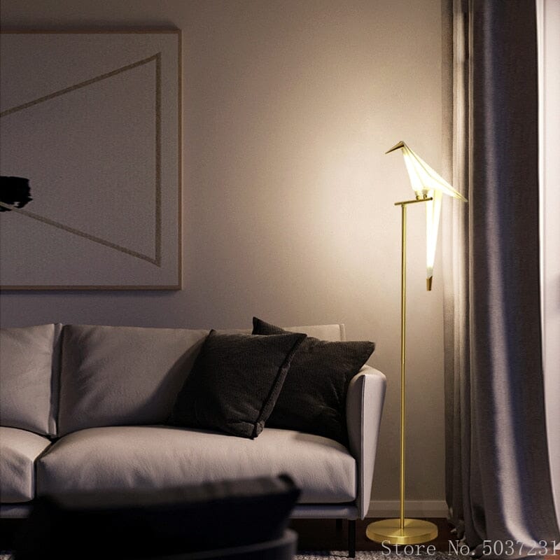 Nordic Acrylic Bird Floor Lamp With Modern Metal Base Single Bird UK plug NALANI