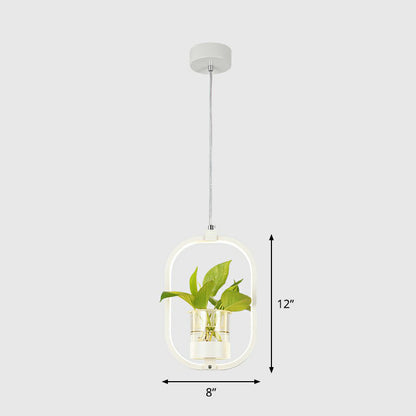 Nordic Circular LED Ceiling Pendant Light For Dining Room White Rectangle NALANI