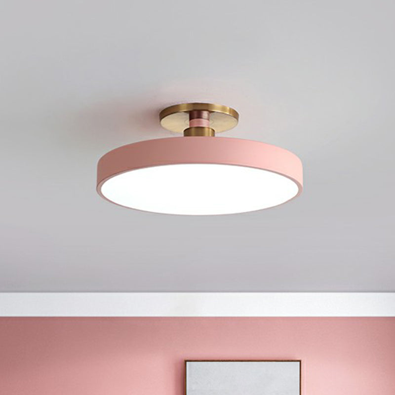 Nordic Style Round Flush Mount LED Ceiling Light for Kids Room Pink NaLani